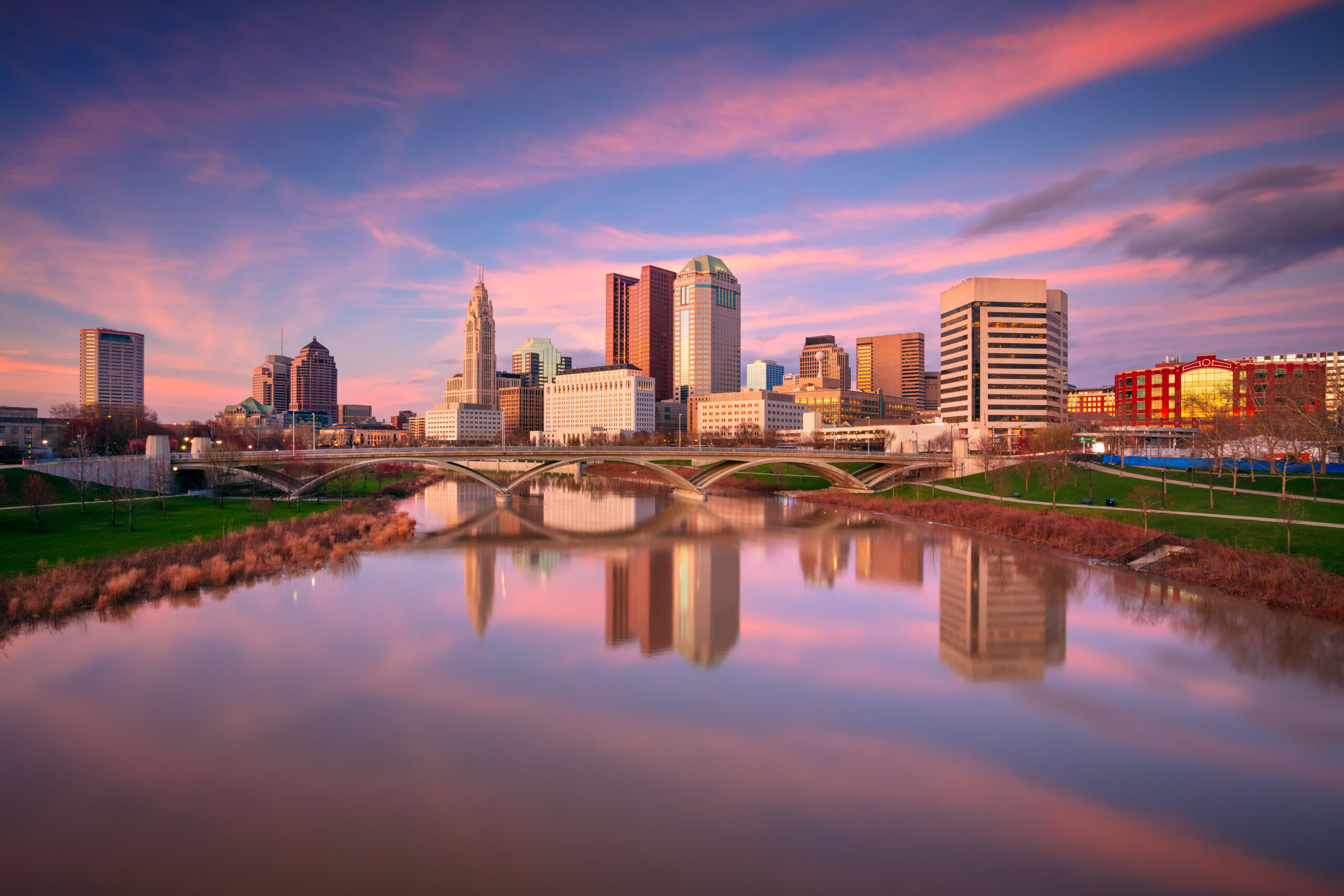 Columbus Ohio sunset — community choice aggregation program benefits