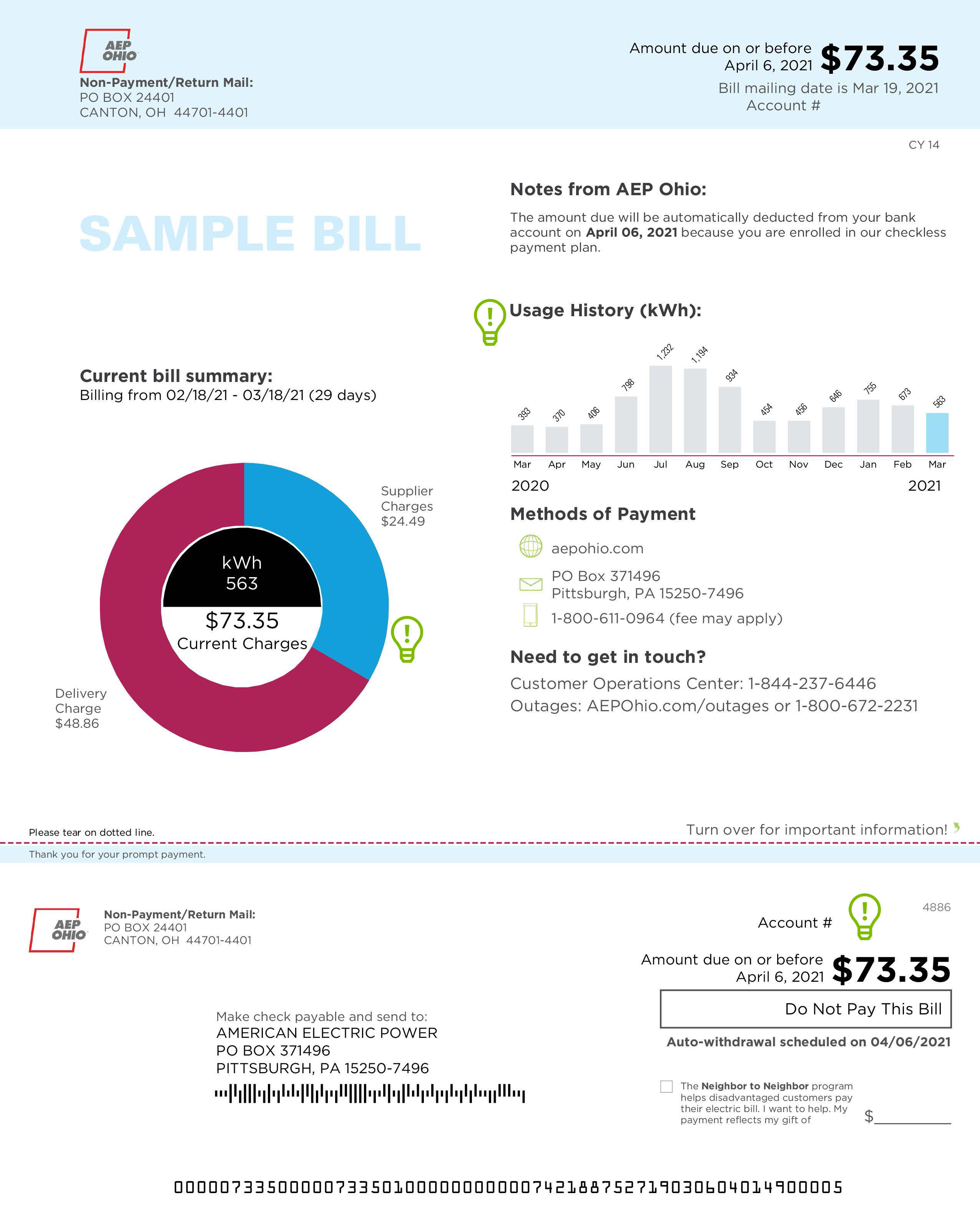 Sample Bill Page 1